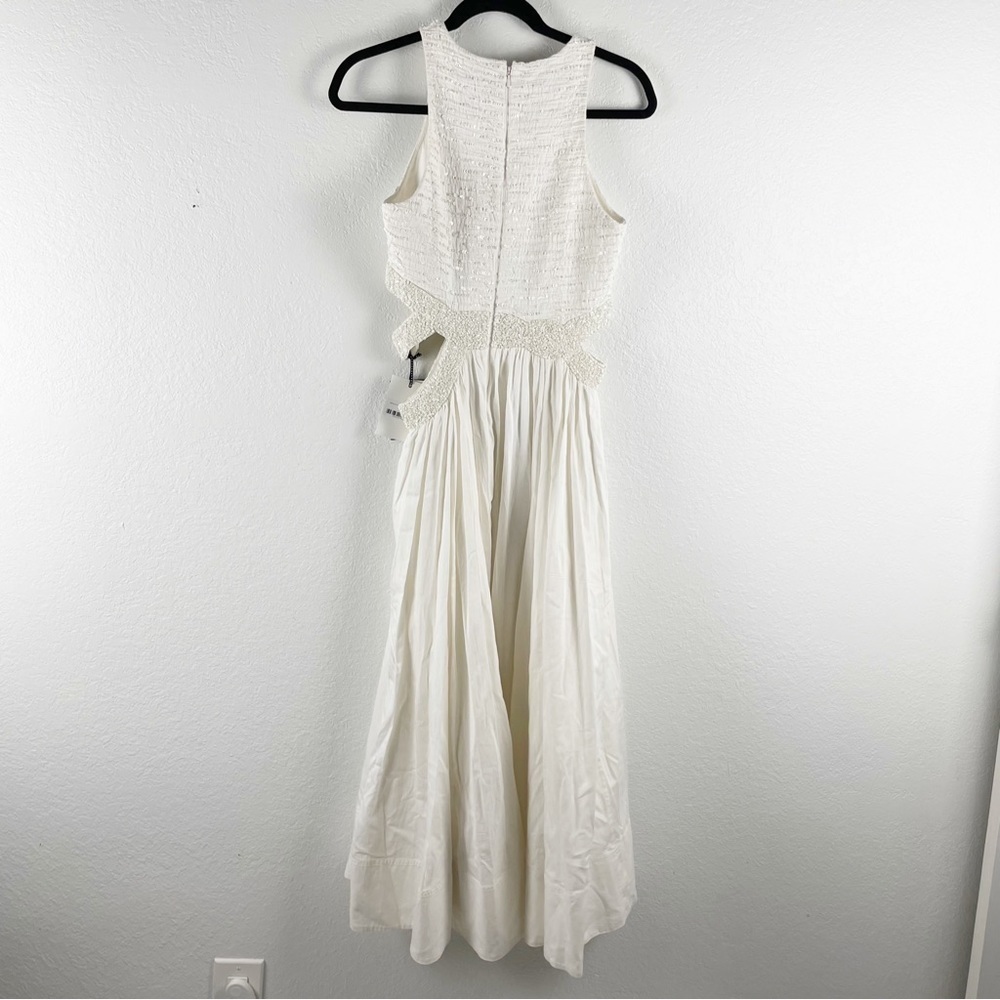 Aje Catara Sequin Cut Out Midi Dress White Small - Picture 7 of 10